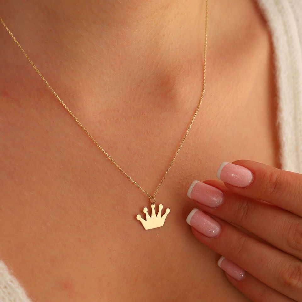 Moom Mücevherat Kadın 14 Ayar Altın Taç Kolye ''45 cm''