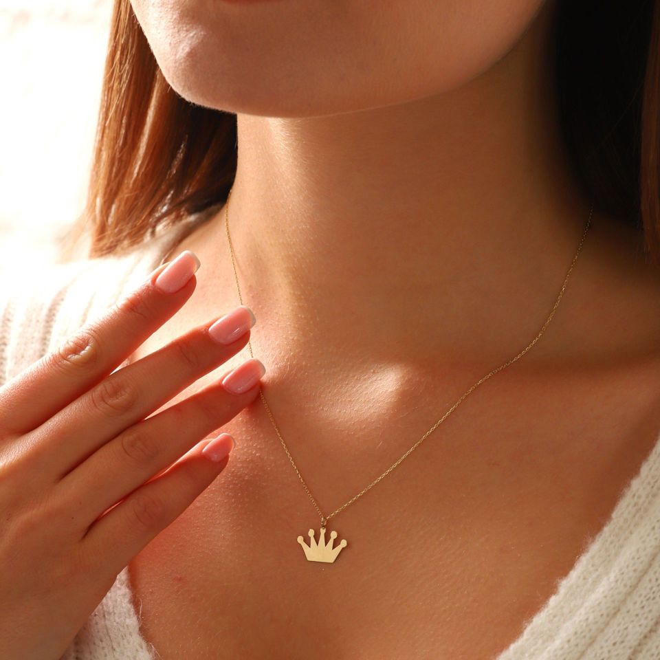 Moom Mücevherat Kadın 14 Ayar Altın Taç Kolye ''45 cm''