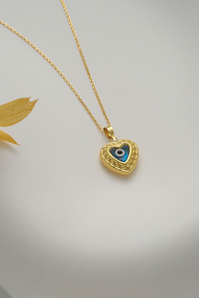 14 Ayar Altın Nazar Kalp Kolye