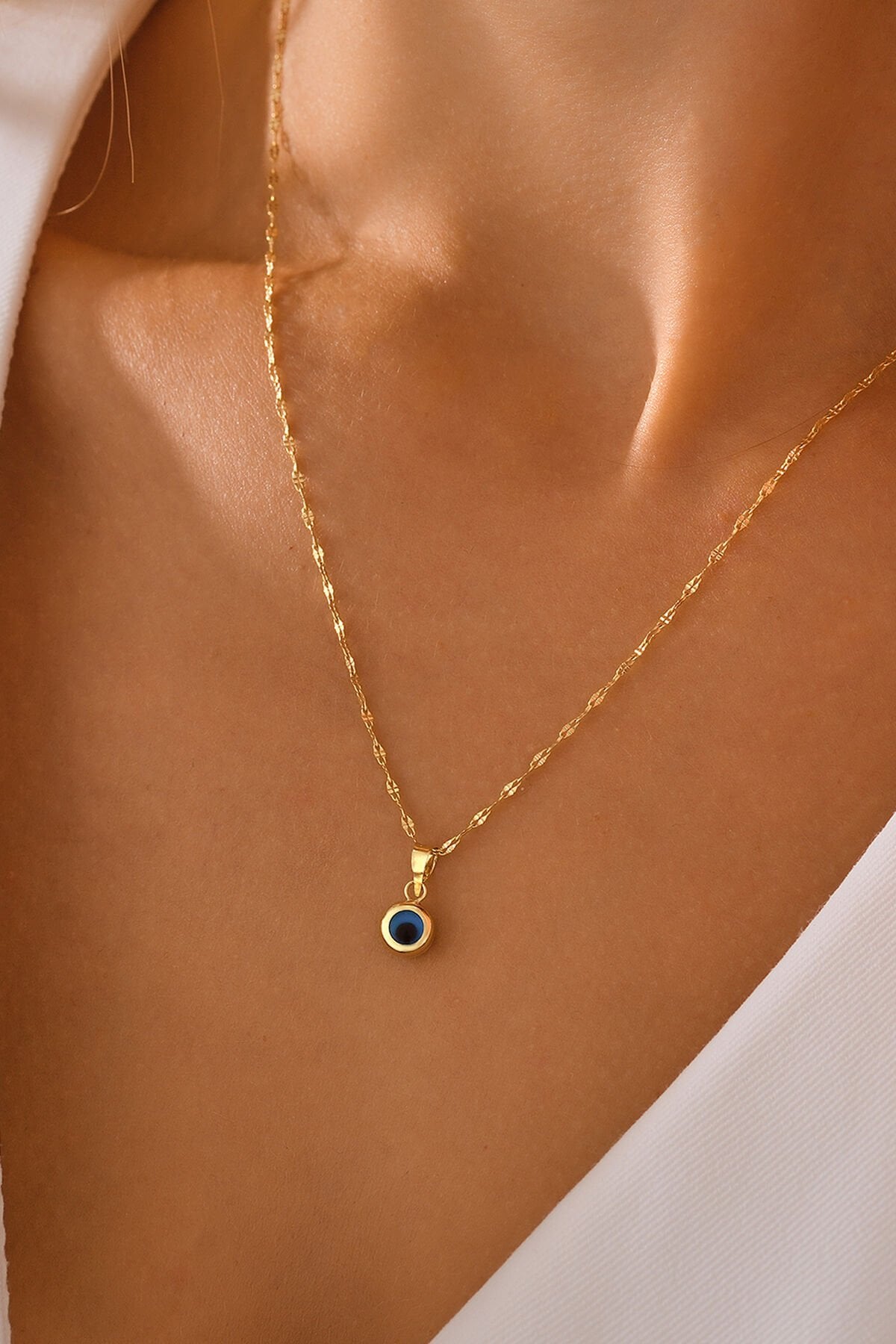 14 Ayar Altın Mini Nazar Göz Kolye