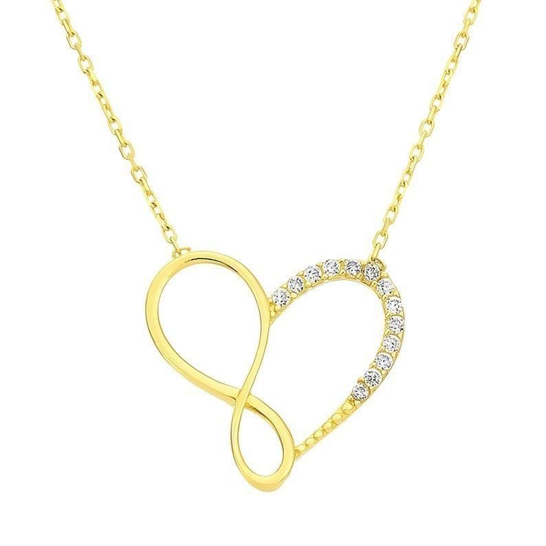 Moom Mücevherat Kadın 14 Ayar Altın Sonsuzluk Kalp Kolye ''45 cm''