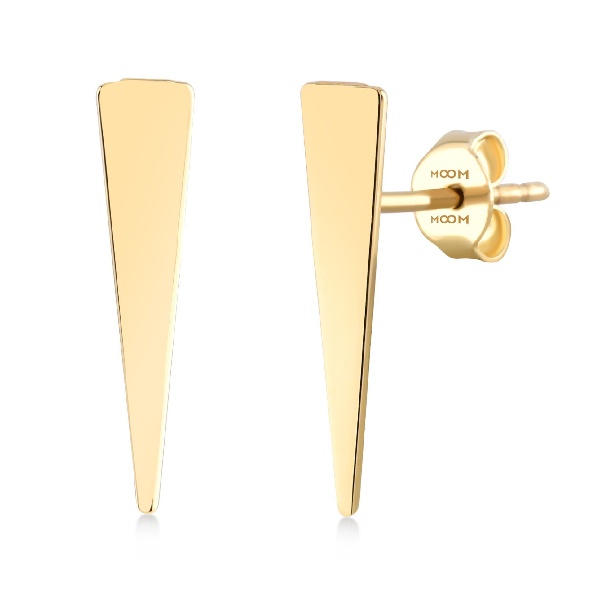 MOOM MÜCEVHERAT Kadın 14 Ayar Altın Küpe Minimalist Plaka Vidalı Altın Küpe 18 mm