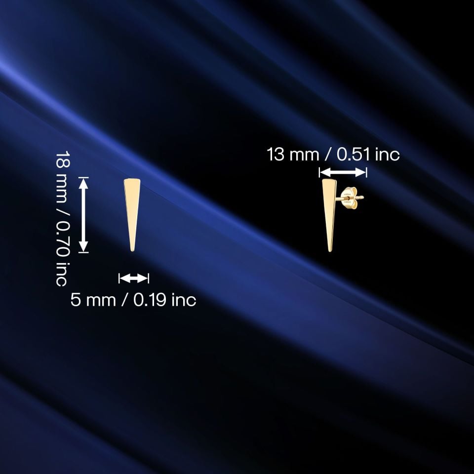 MOOM MÜCEVHERAT Kadın 14 Ayar Altın Küpe Minimalist Plaka Vidalı Altın Küpe 18 mm