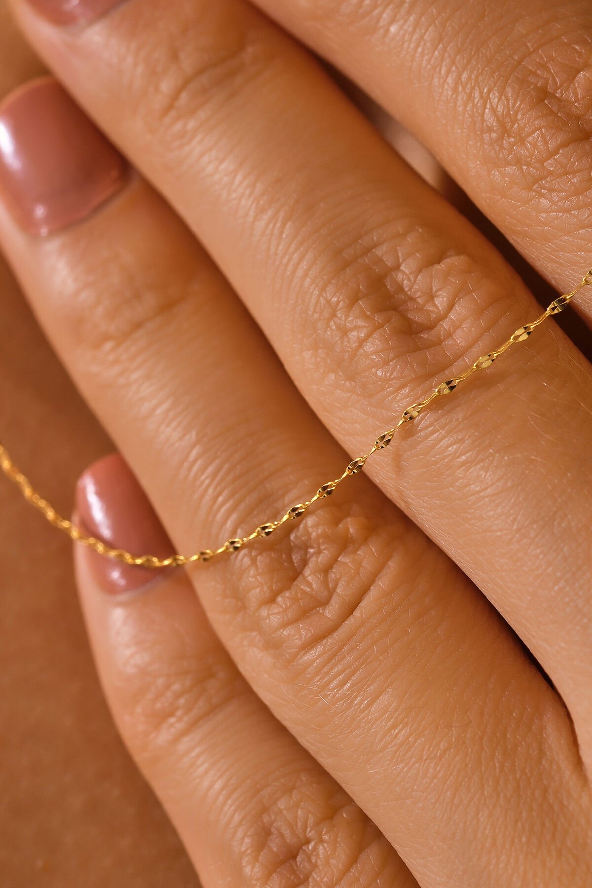 14 Ayar Altın Aynalı Zincir Kolye