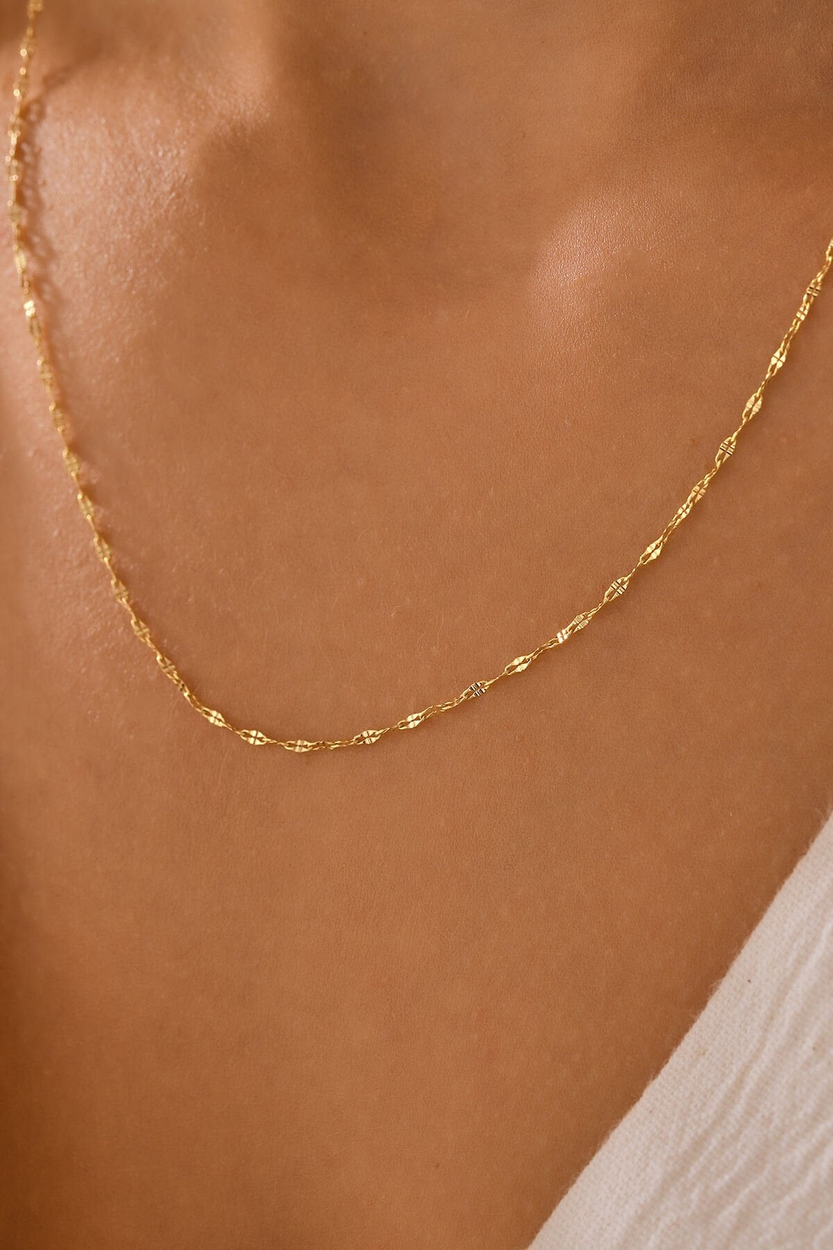 14 Ayar Altın Aynalı Kalın Zincir Kolye