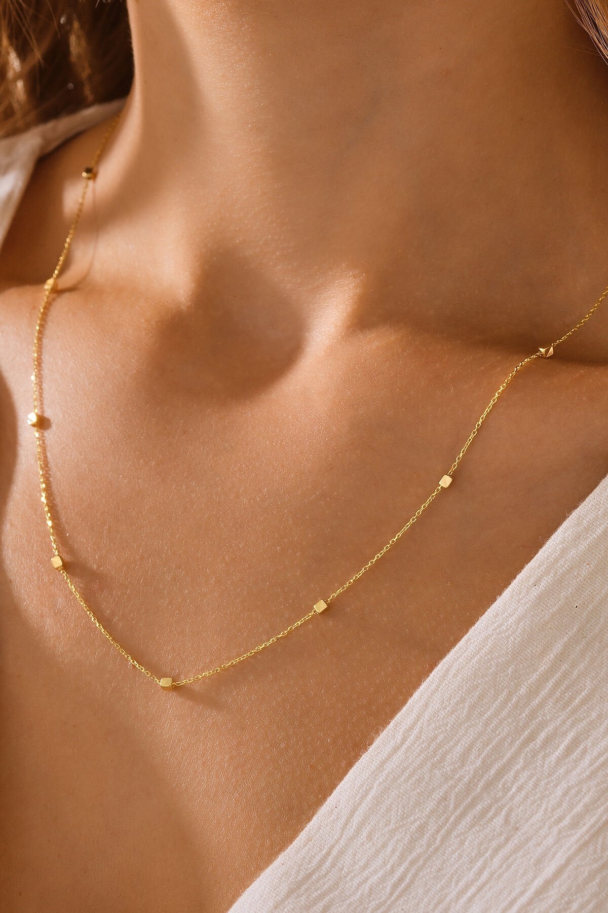 14 Ayar Altın Küp Forse Zincir Kolye