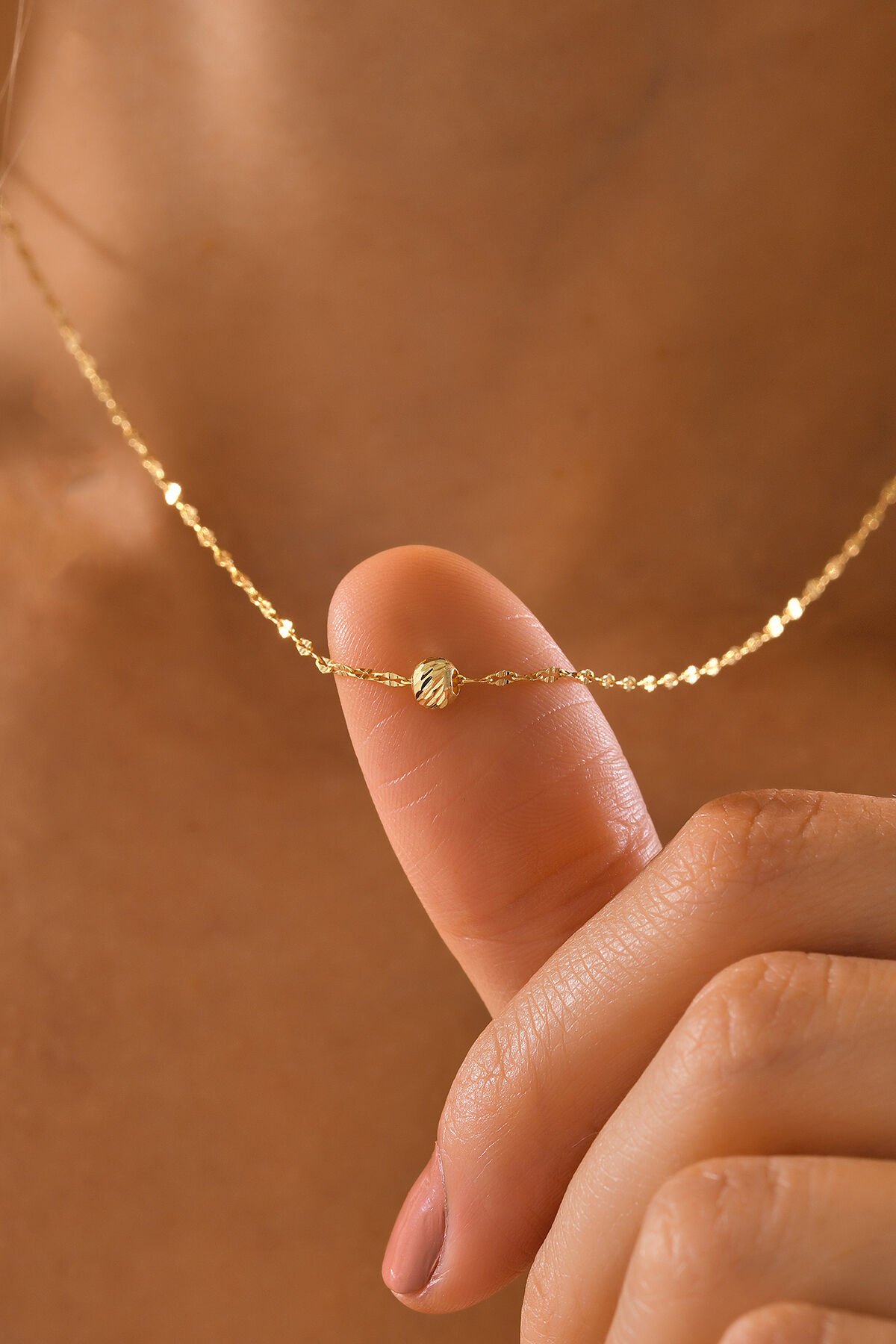 14 Ayar Altın Dorika Toplu Aynalı Zincir Kolye