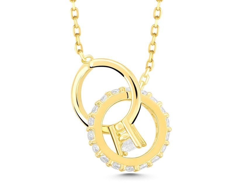 Moom Mücevherat Kadın 14 Ayar Altın Tektaş Alyans Kolye ''45 cm''