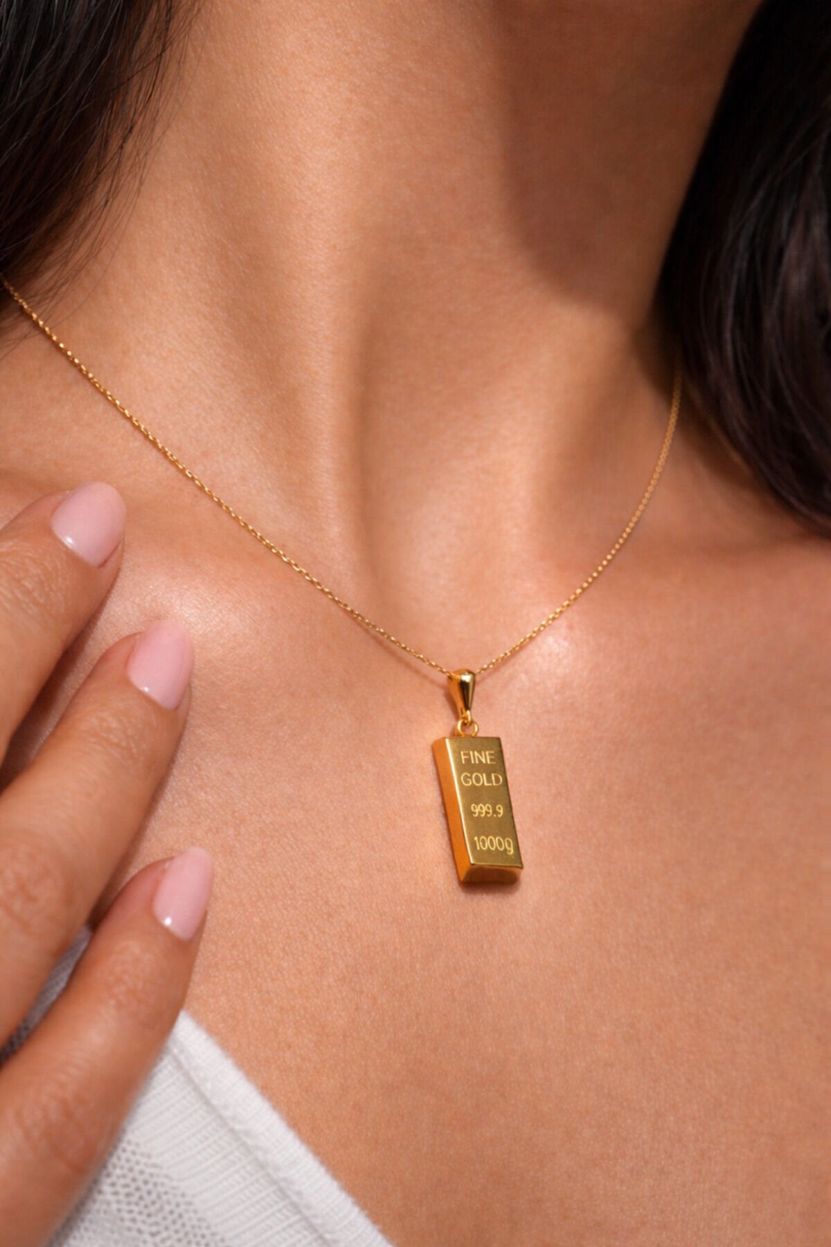 14 Ayar Altın Külçe Kolye