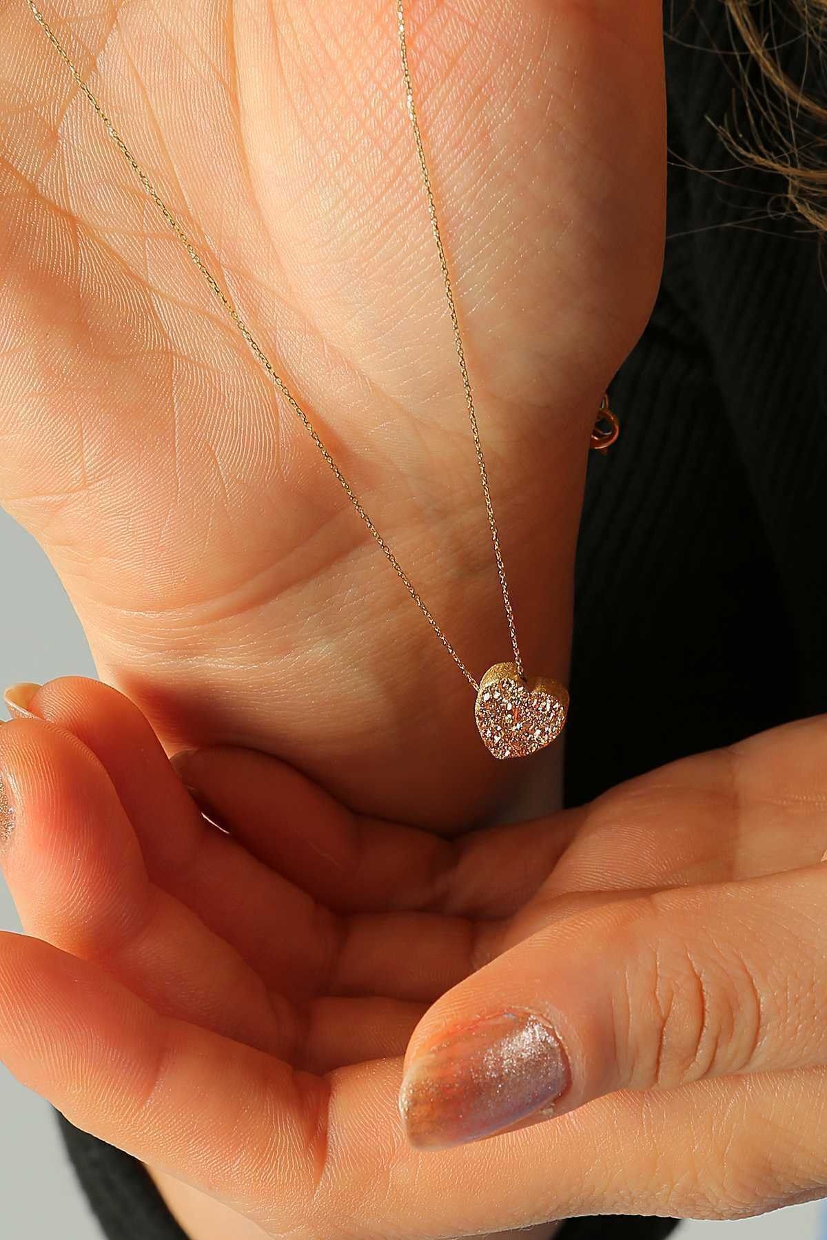 Kadın Sarı 14 Ayar Altın Simli Doğal Taş Kolye