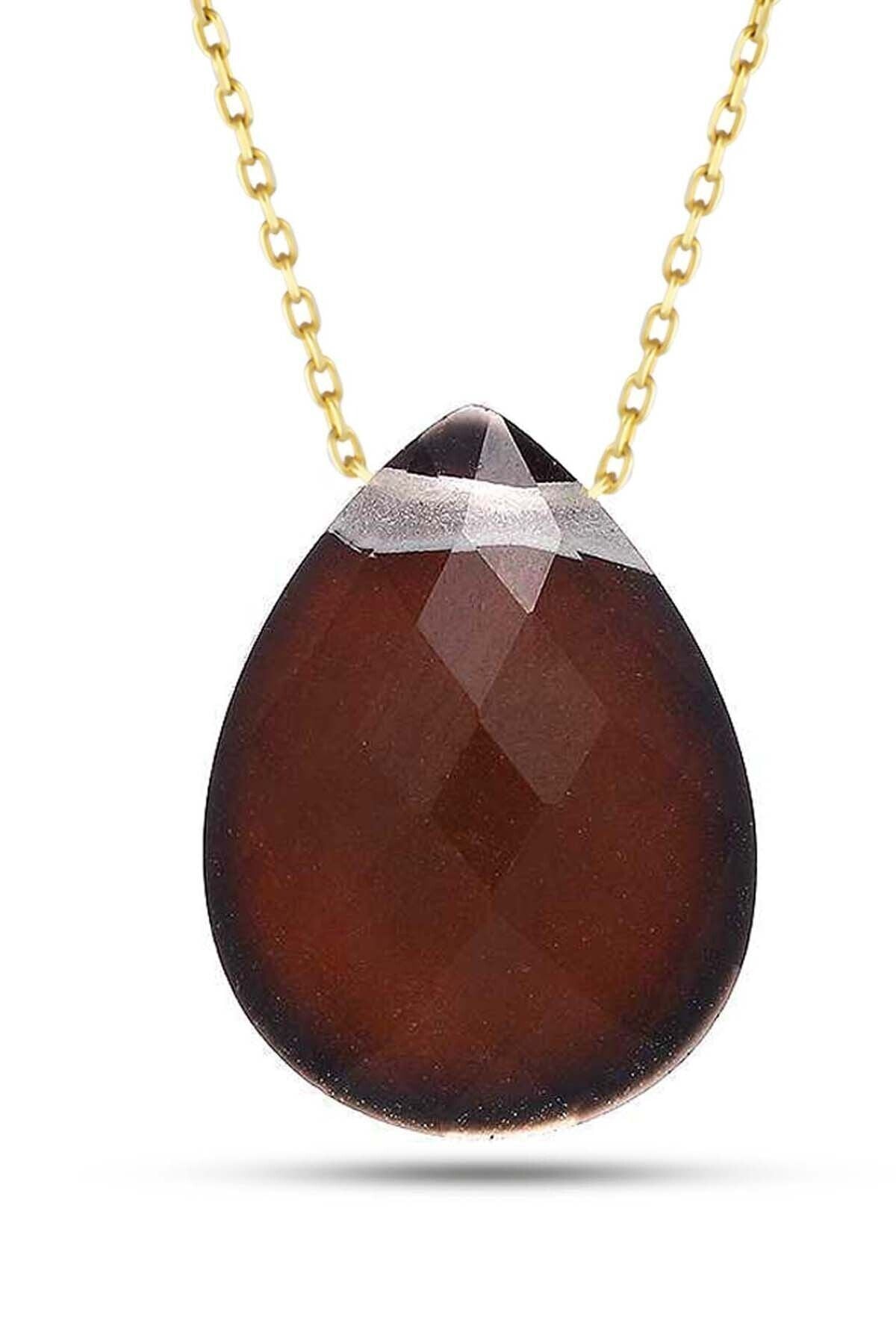 Kadın 9 Renk Değiştiren 14 Ayar Damla His Taşlı Altın Kolye