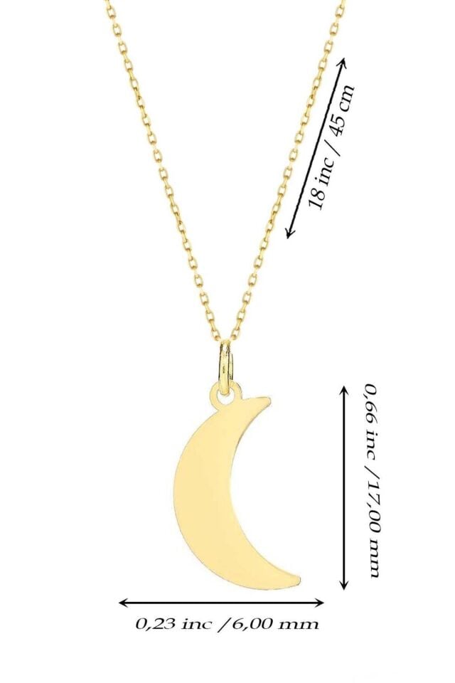Kadın 14 Ayar Altın Hilal Kolye