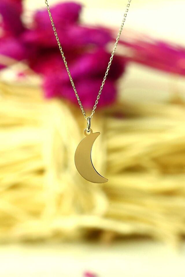 Kadın 14 Ayar Altın Hilal Kolye