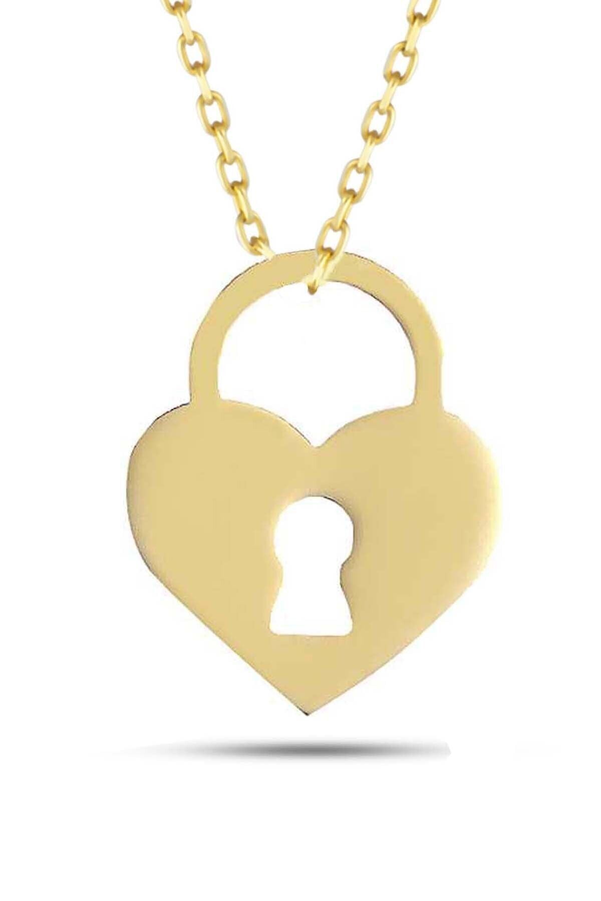 Kadın Altın Kalp Anahtar Kolye 14 Ayar
