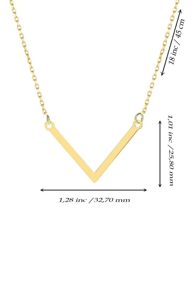 Kadın 14 Ayar Altın Sade V Kolye