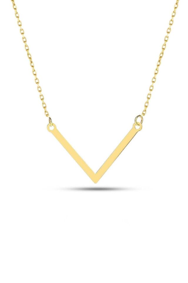 Kadın 14 Ayar Altın Sade V Kolye