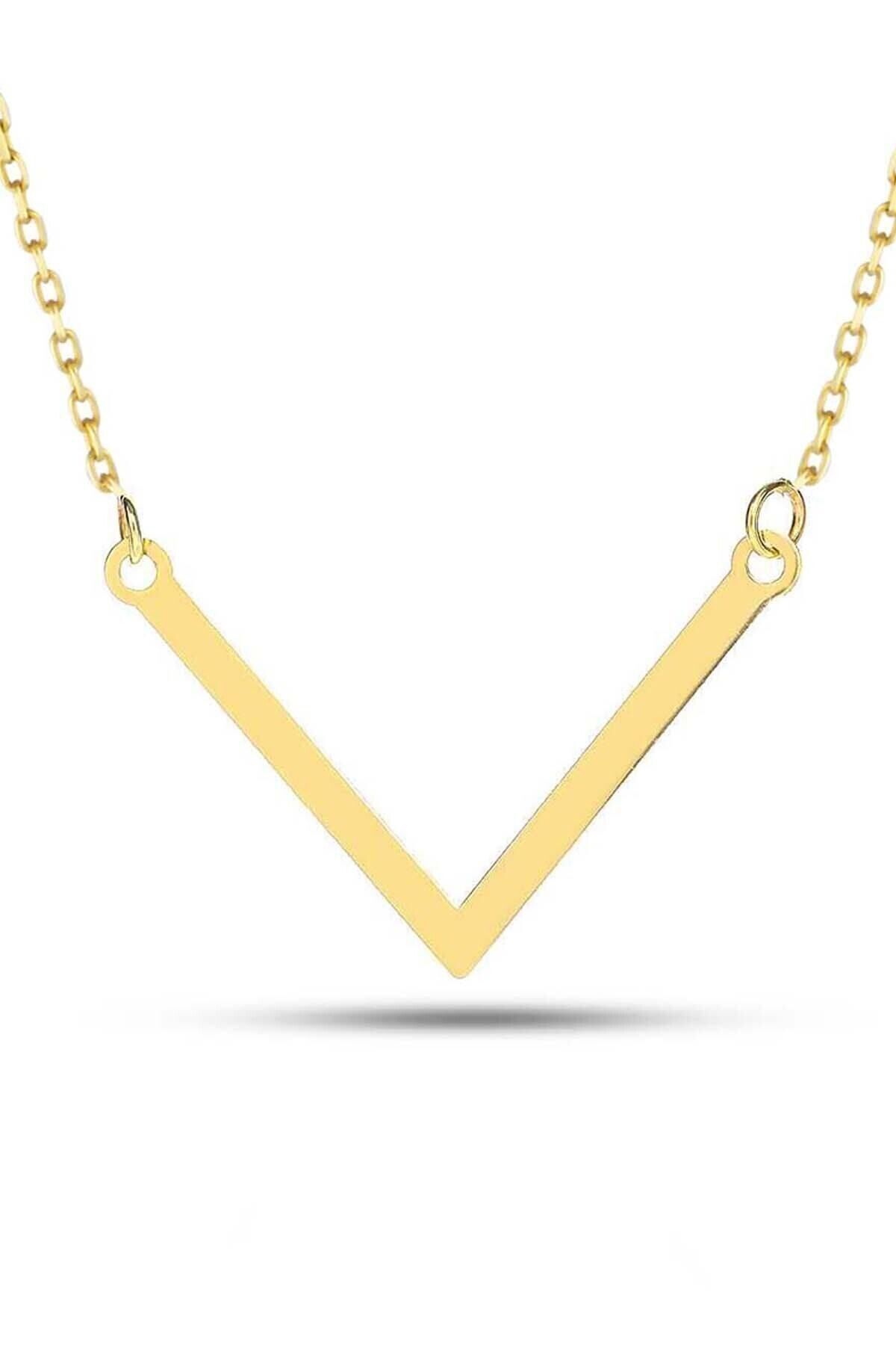 Kadın 14 Ayar Altın Sade V Kolye