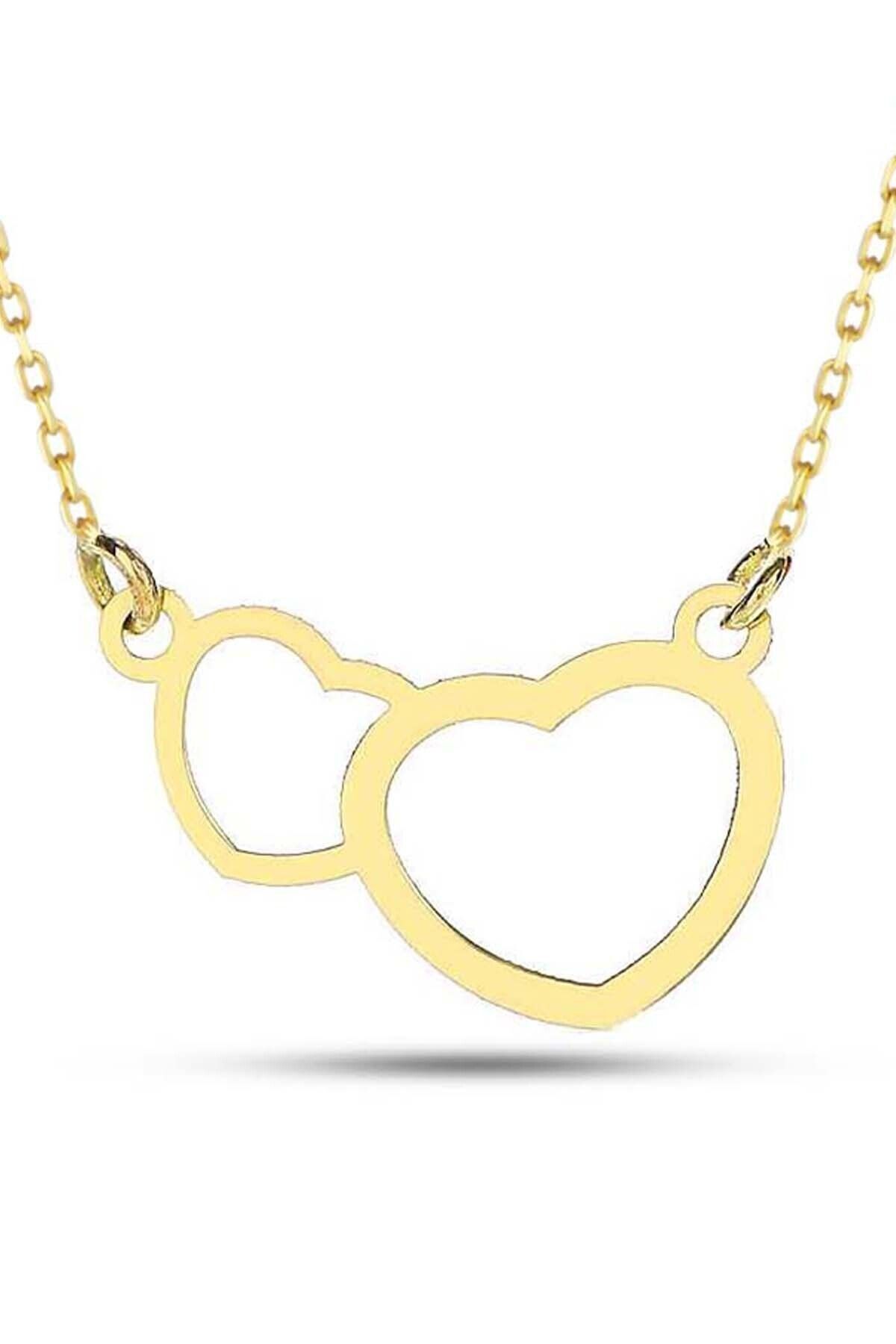 Kadın Altın Kalpler Kolye 14 Ayar