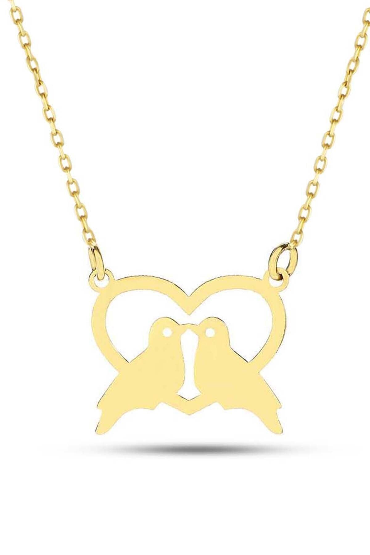 Kadın 14 Ayar Altın Sevgili Kuşlar Kolye