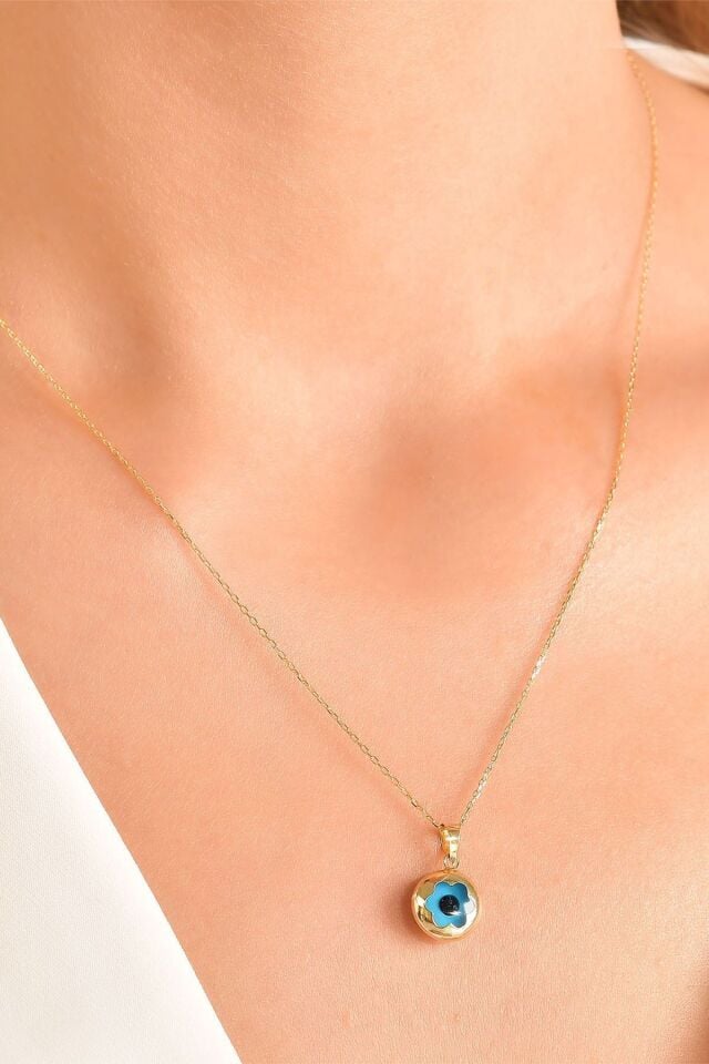 Kadın 14 Ayar Altın Göz Nazar Kolye
