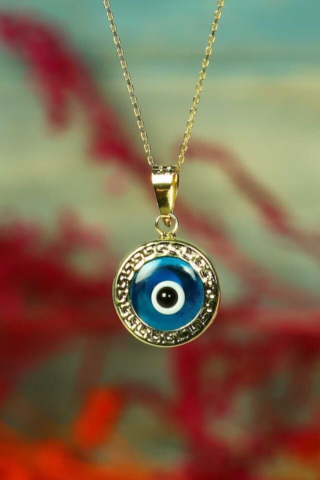 Kadın 14 Ayar Altın Nazar Göz Kolye