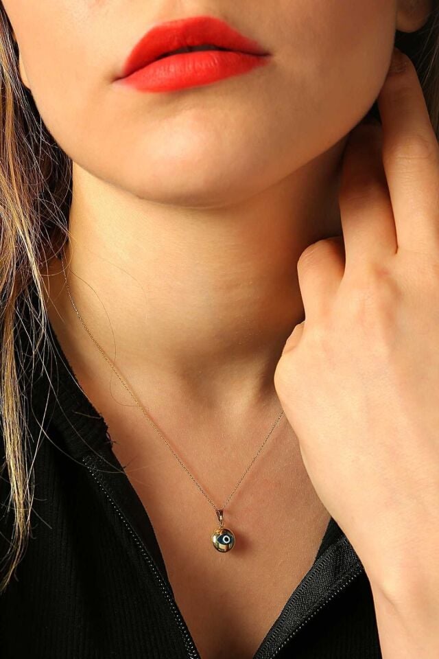 Kadın 14 Ayar Altın Nazar Göz Kolye