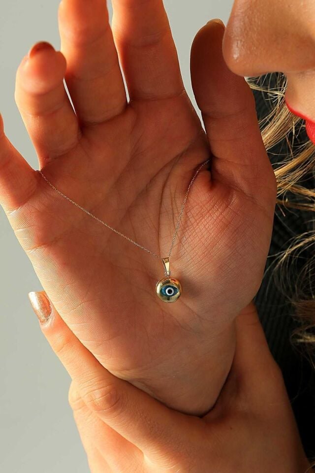 Kadın 14 Ayar Altın Nazar Göz Kolye