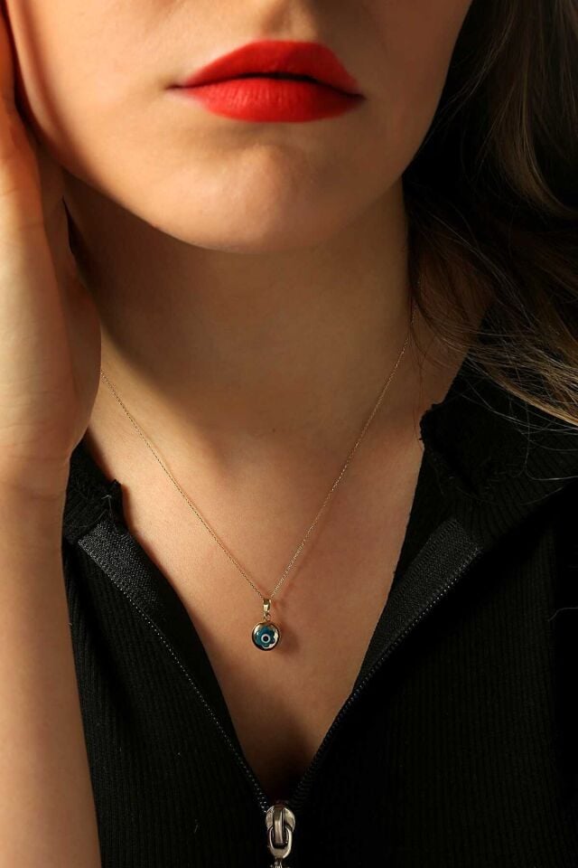 Kadın 14 Ayar Altın Nazar Göz Kolye