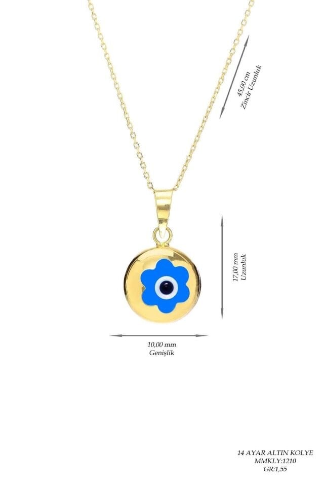 Kadın 14 Ayar Altın Nazar Göz Kolye