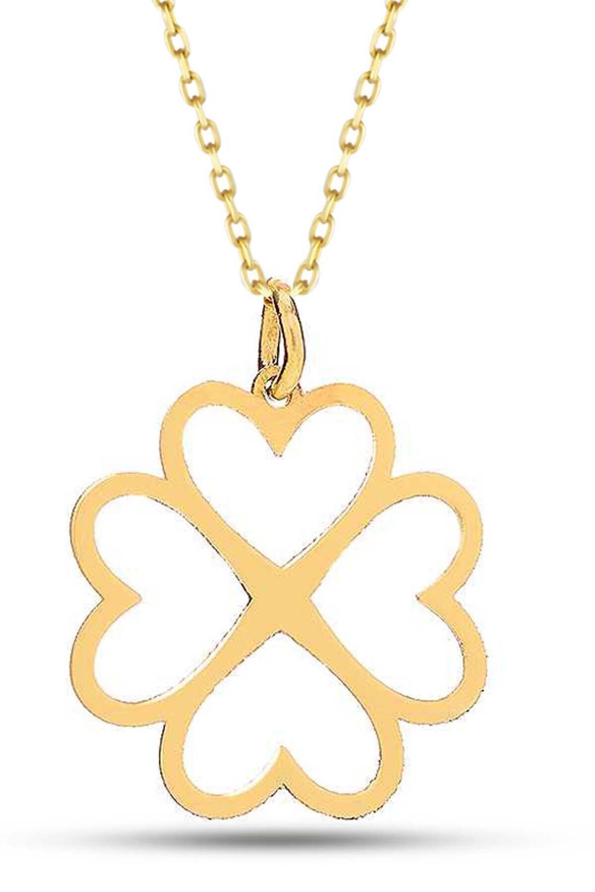 Kadın Altın Yonca Kolye 14 Ayar