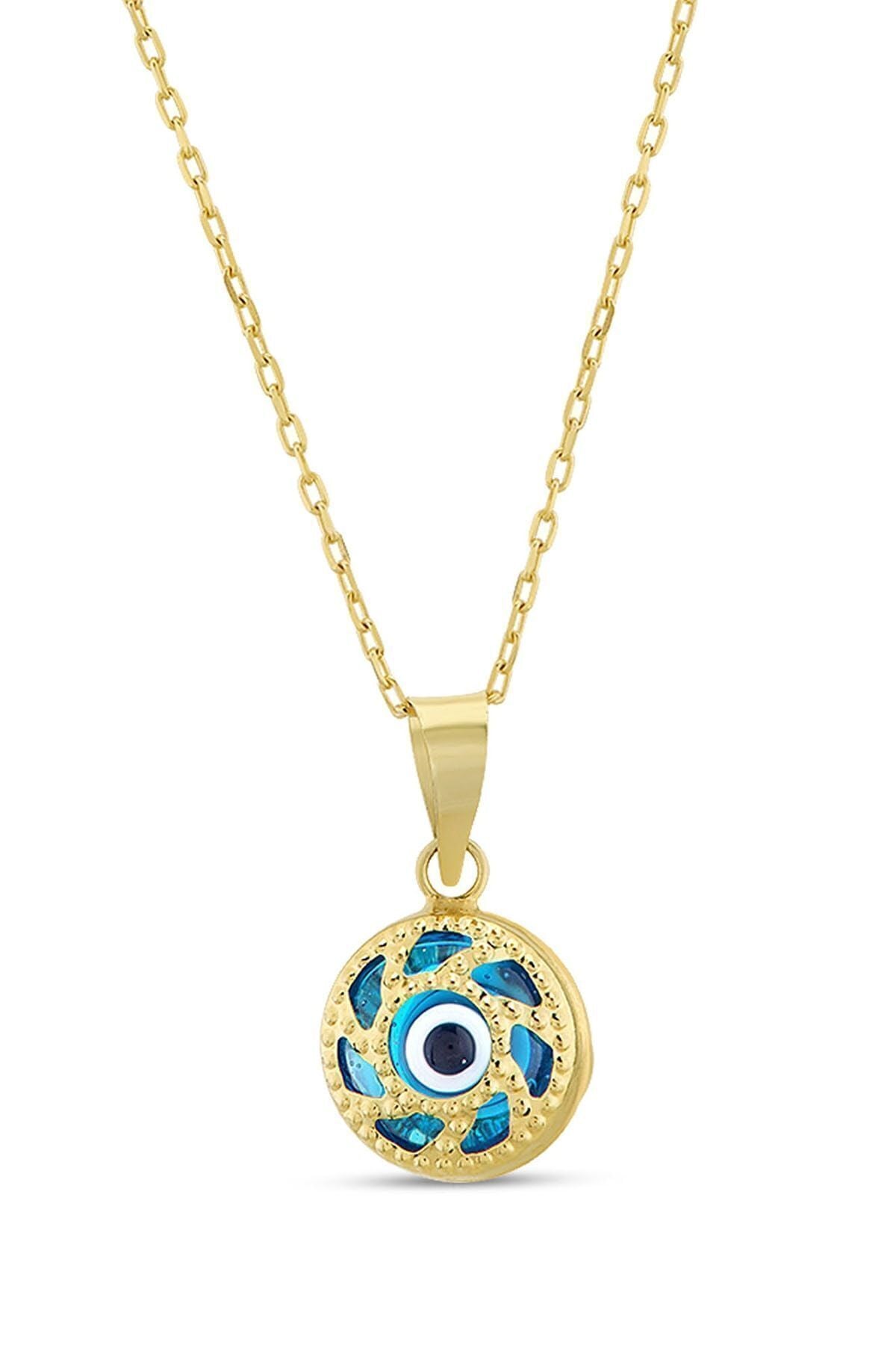 Kadın 14 Ayar Altın Nazar Göz Kolye