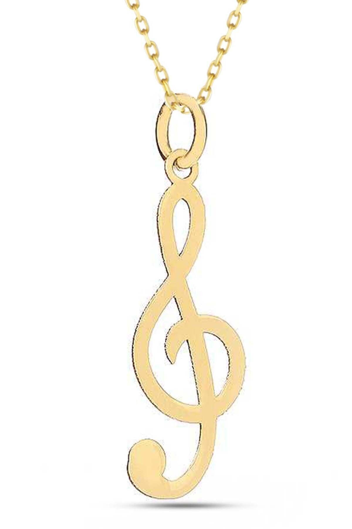 Kadın Sol Anahtarı Altın Kolye 14 Ayar