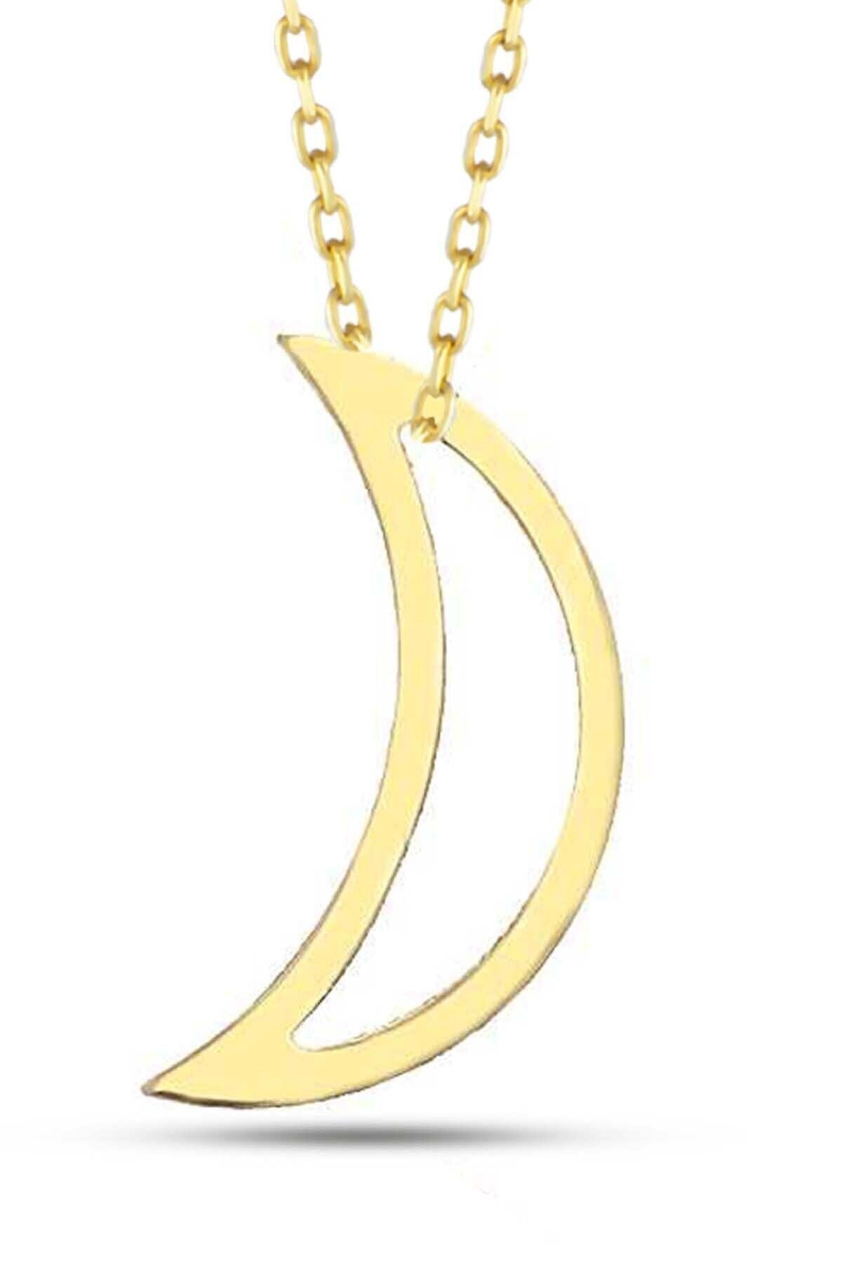 Kadın 14 Ayar Altın Hilal Kolye